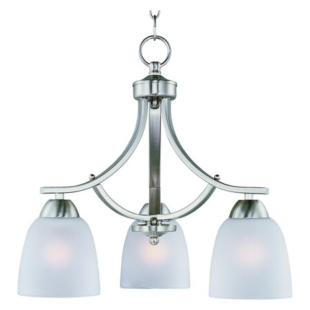 Maxim Three Light Satin Nickel Frosted Glass Down Chandelier 11223FTSN